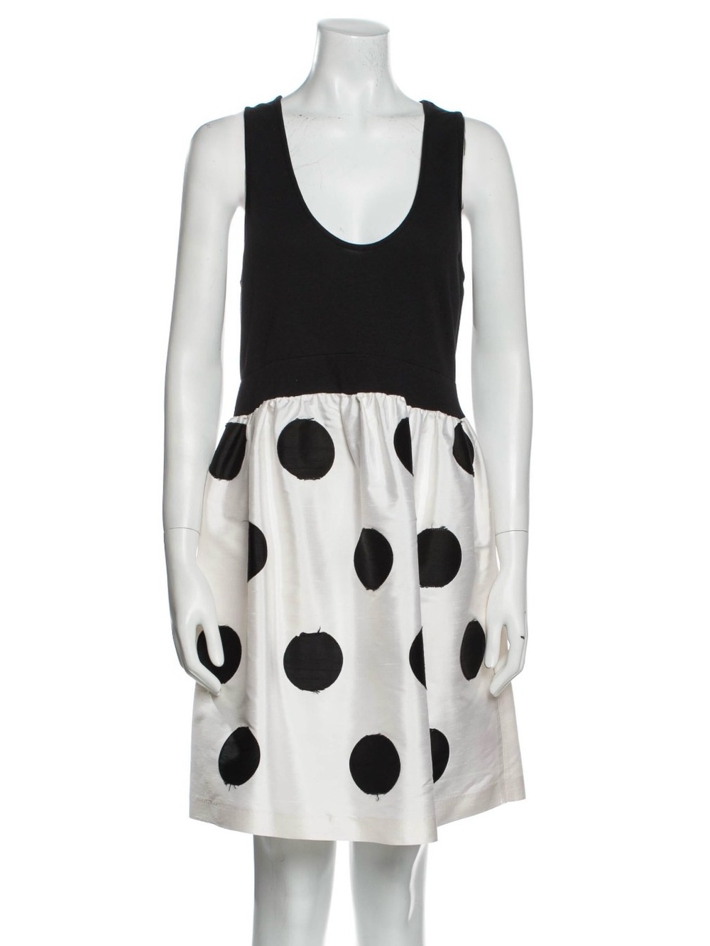Alice + Olivia Black & White Polka Dot Sleeveless Dress